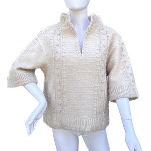 Tory Burch Ivory Tweed Poncho size Small